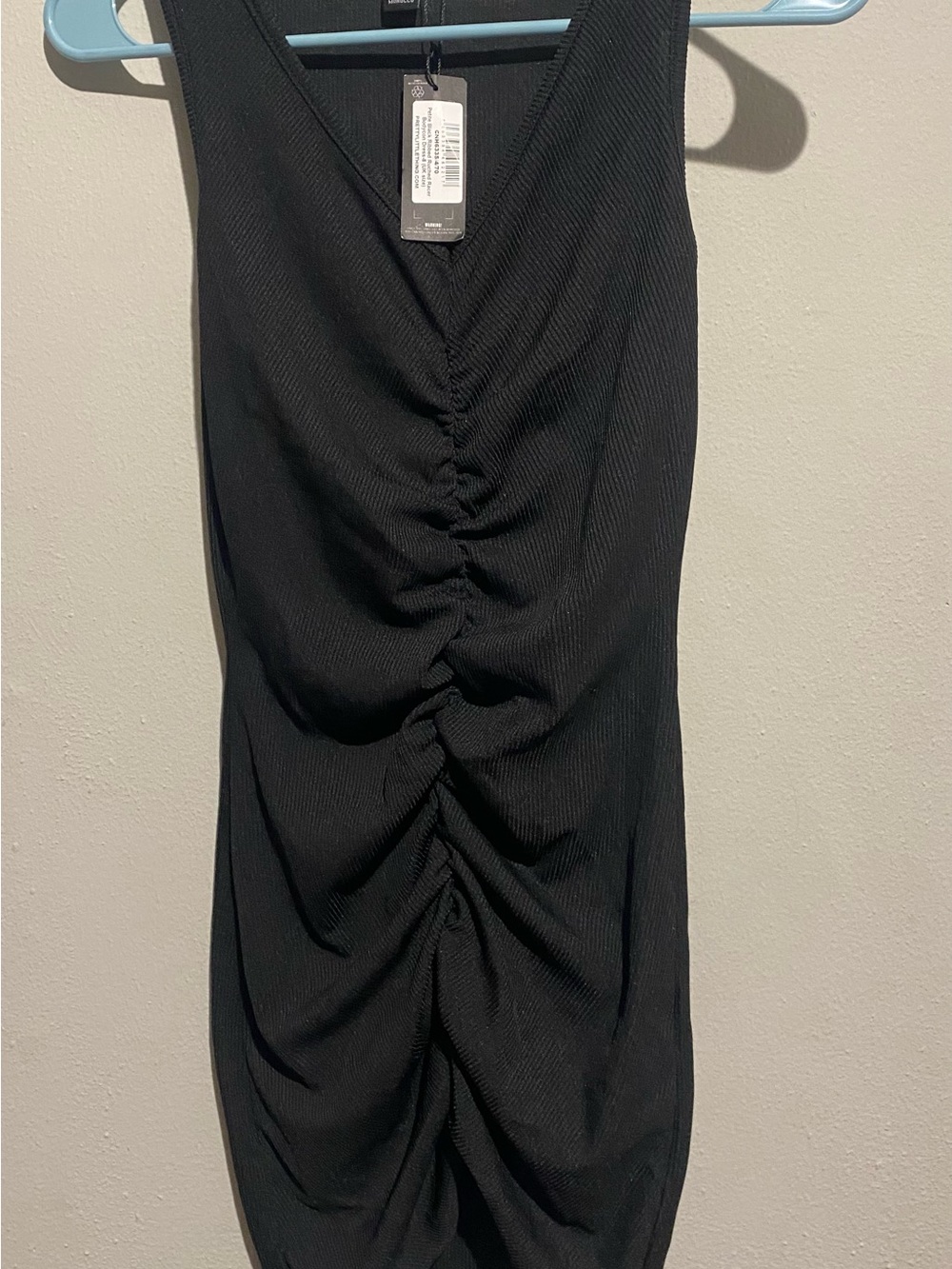 Pretty little thingsRuched V-Neck Black Women’s Dress